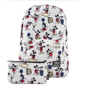 🔥NEW RARE Disney Loungefly Mickey Mouse 90 Years Backpack & Coin Bag Se